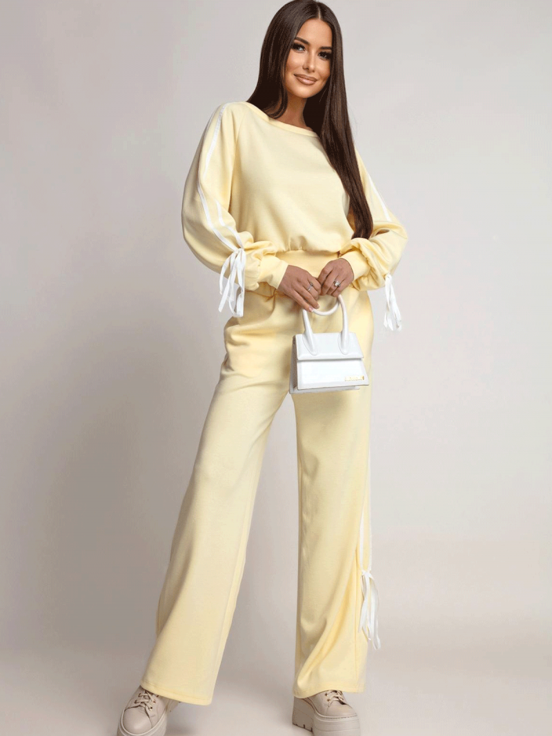 Komplet dresowy z szerokimi spodniami SHYLA - cytrynowy