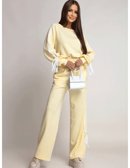 Komplet dresowy z szerokimi spodniami SHYLA - cytrynowy