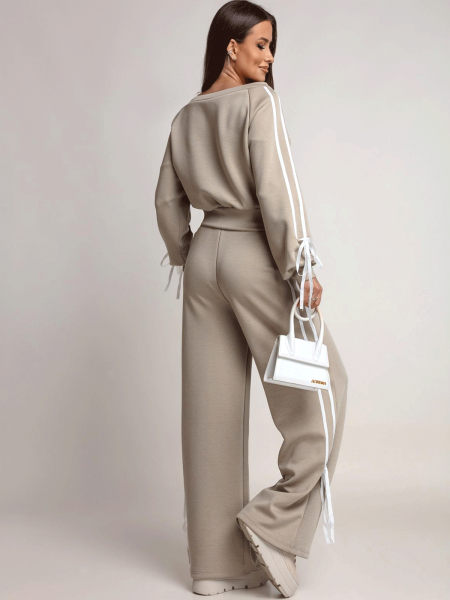 Komplet dresowy z szerokimi spodniami SHYLA - mocca 2