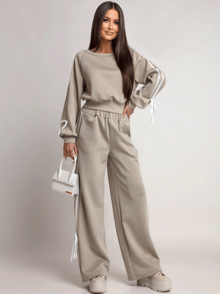 Komplet dresowy z szerokimi spodniami SHYLA - mocca