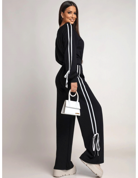 Komplet dresowy z szerokimi spodniami SHYLA - czarny