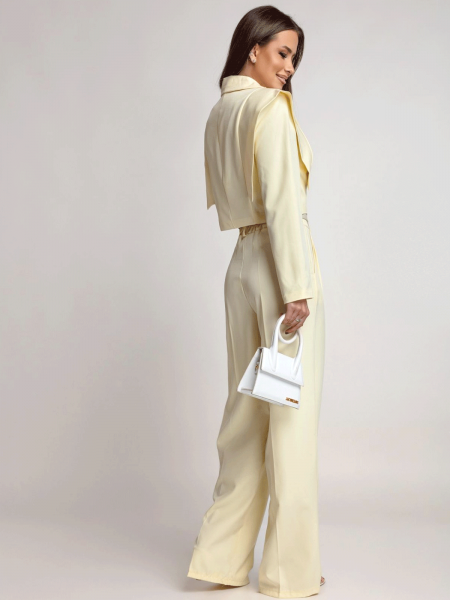 Stylowy garnitur z szerokimi spodniami ALEAH - cytrynowy 2