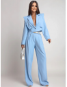 Stylowy garnitur z szerokimi spodniami ALEAH - błękitny