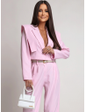 Stylowy garnitur z szerokimi spodniami ALEAH - pudrowy róż