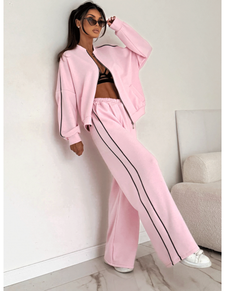 Komplet dresowy z szerokimi spodniami KILEY - pudrowy róż
