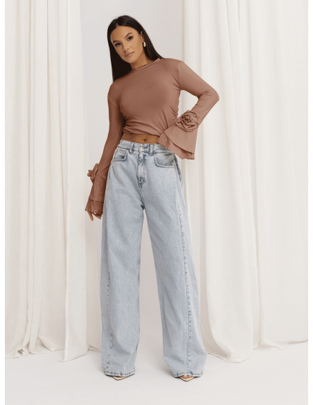 Wiskozowa bluzka z szerokimi rękawami REINE - mocca