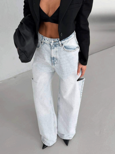 Spodnie jeansy z szerokimi nogawkami MORIKO - jasny jeans