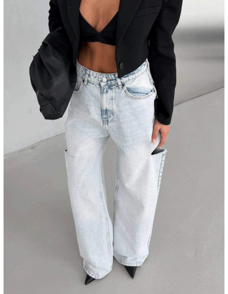 Spodnie jeansy z szerokimi nogawkami MORIKO - jasny jeans