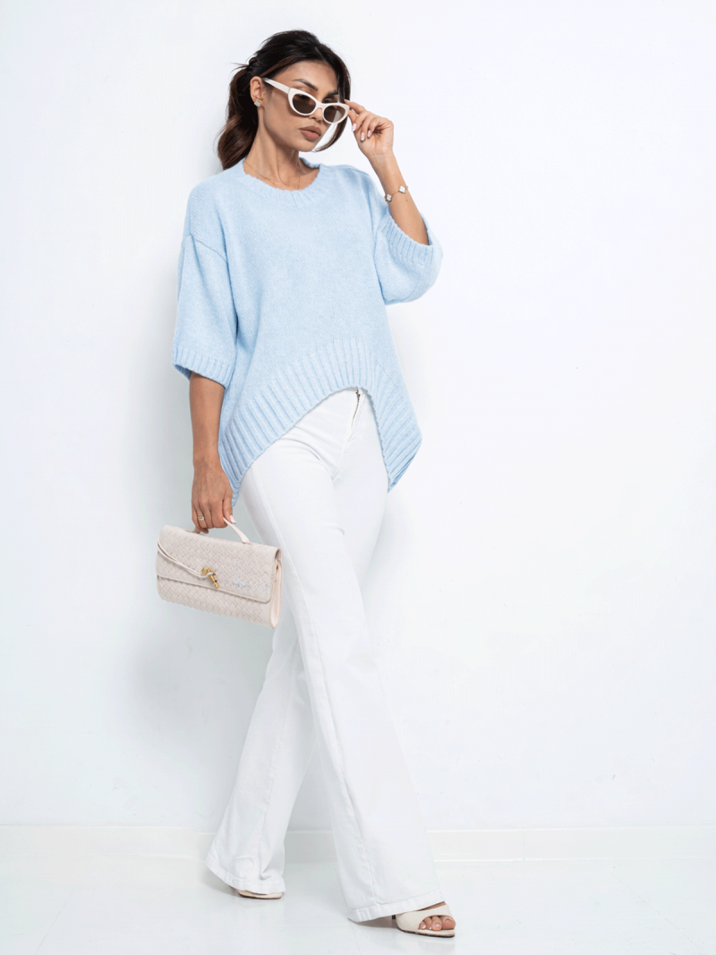 Modny sweter z krótkim rękawem LEANNA...