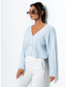Krótki sweter kardigan zapinany na guziki ELURE - błękitny