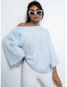 Sweter oversize z szerokimi rękawami DELORA - błękitny