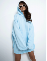 Bawełniana bluza dresowa oversize z kapturem PINKEY - błękitna