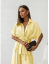 Stylowy komplet z szerokimi spodniami VELENA - cytrynowy