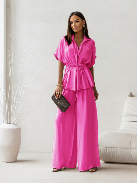 Wiskozowy komplet z szerokimi spodniami VELENA - fuskjowy 2