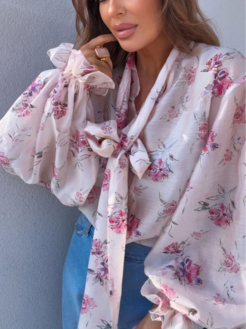 Bluzka koszulowa z tencelu w kwiaty...