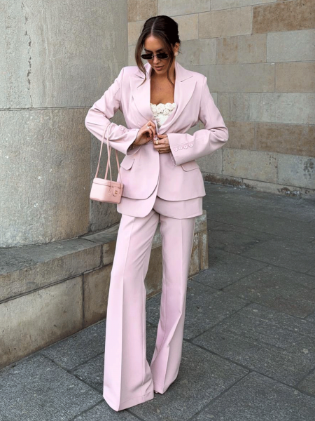 Długa taliowana marynarka ATALIA - brudny róż 2