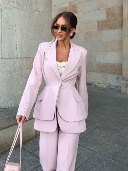 Długa taliowana marynarka ATALIA - brudny róż