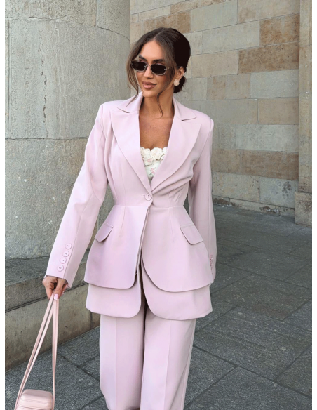 Długa taliowana marynarka ATALIA - brudny róż