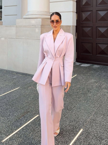 Eleganckie spodnie z kantem z wiskozy  EMILEE - brudny róż