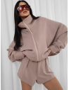 Stylowy komplet bluza ze spodenkami SHINJU - mocca
