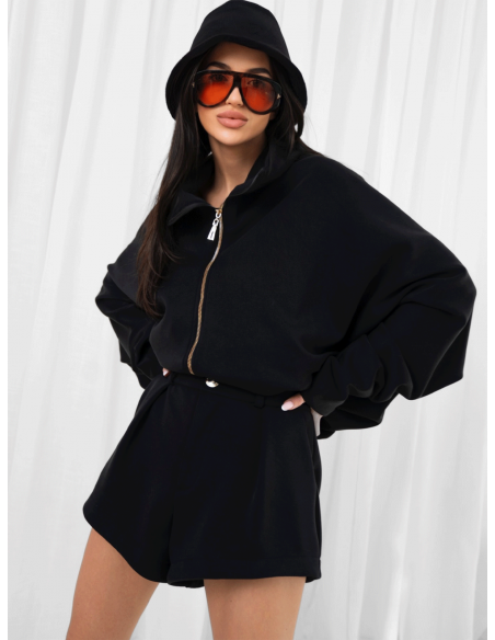 Stylowy komplet bluza ze spodenkami SHINJU - czarny