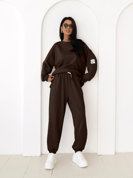 Wiskozowy komplet dresowy oversize ANOJA - czekoladowy 2