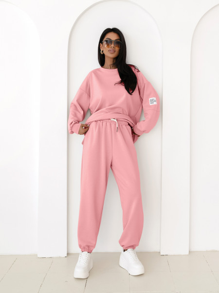 Wiskozowy komplet dresowy oversize ANOJA - pudrowy róż