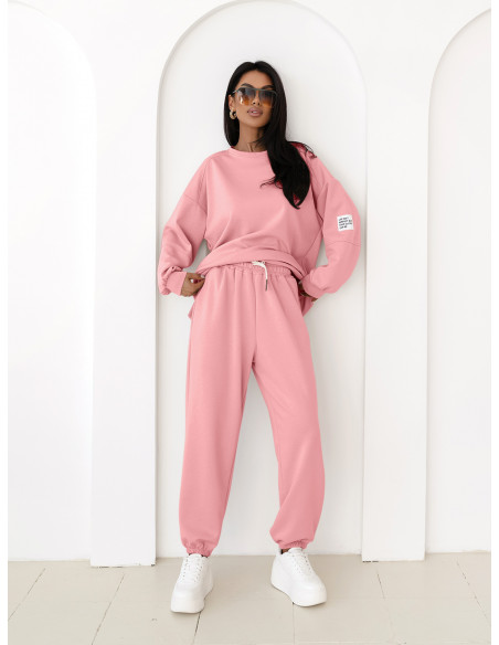 Wiskozowy komplet dresowy oversize ANOJA - pudrowy róż