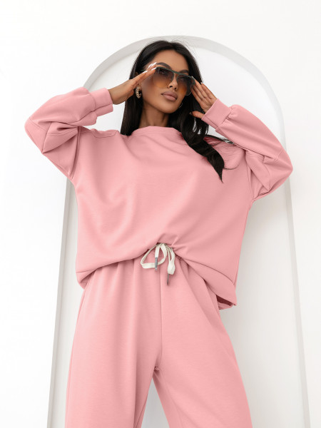 Wiskozowy komplet dresowy oversize ANOJA - pudrowy róż 2