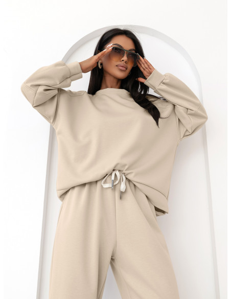 Wiskozowy komplet dresowy oversize ANOJA - beżowy