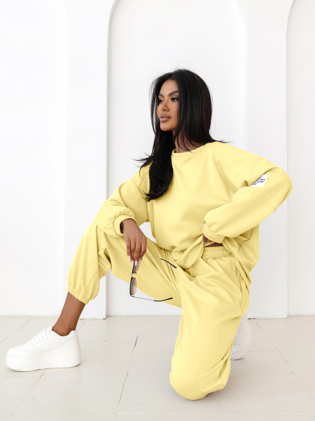 Wiskozowy komplet dresowy oversize ANOJA - cytrynowy