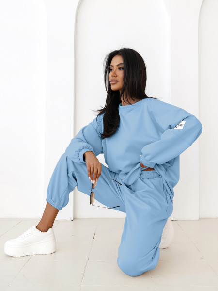 Wiskozowy komplet dresowy oversize ANOJA - błękitny 2