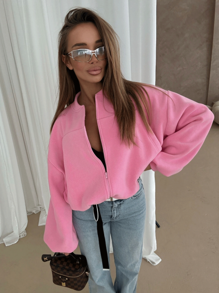 Rozpinana polarowa bluza oversize SORCHA - różowa 2