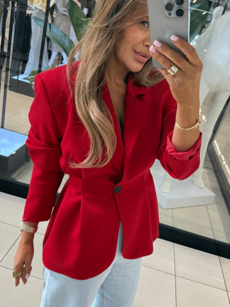 Taliowana marynarka z zakładkami SALINA - czerwona