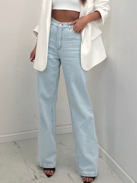 Spodnie jeansy z szerokimi nogawkami SUDHA - jasny jeans