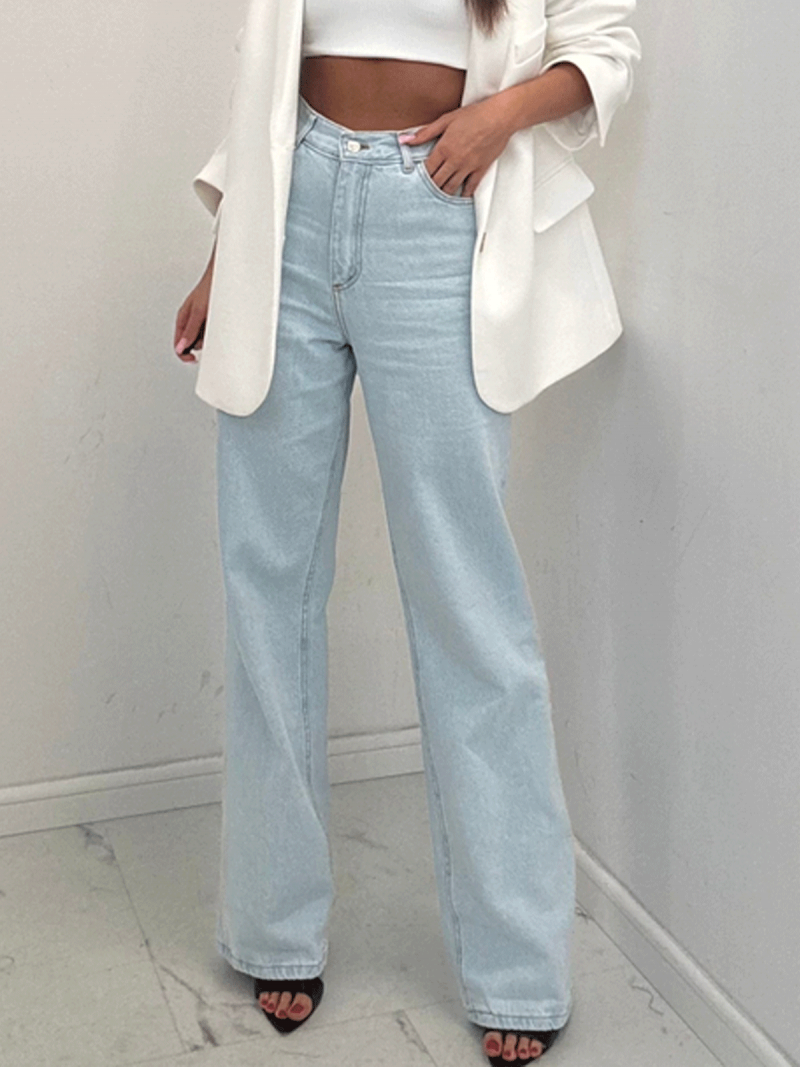 Spodnie jeansy z szerokimi nogawkami SUDHA - jasny jeans