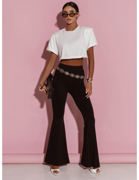 Wiskozowe spodnie dzwony TAMAMI - czekoladowe