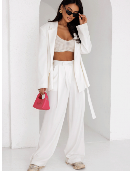 Eleganckie spodnie z szerokimi nogawkami ALAIA - białe