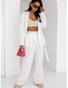 Eleganckie spodnie z szerokimi nogawkami ALAIA - białe