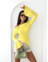 Bluzka hiszpanka z asymetrycznym dołem VIRRA - cytrynowa