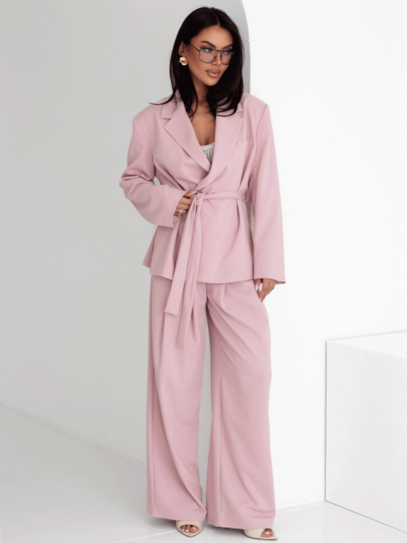Elegancka marynarka z wiązaniem ADELL - brudny róż 2
