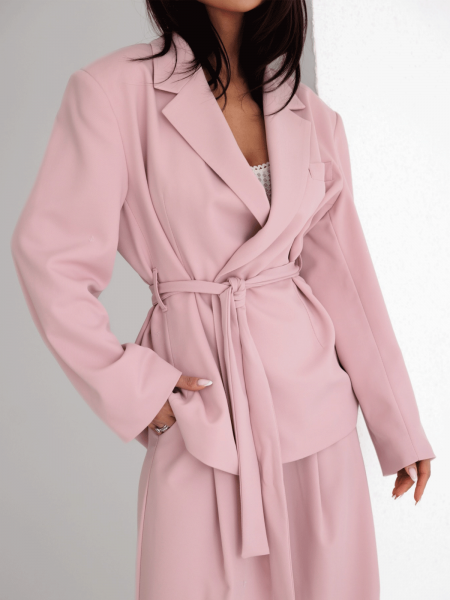 Elegancka marynarka z wiązaniem ADELL - brudny róż
