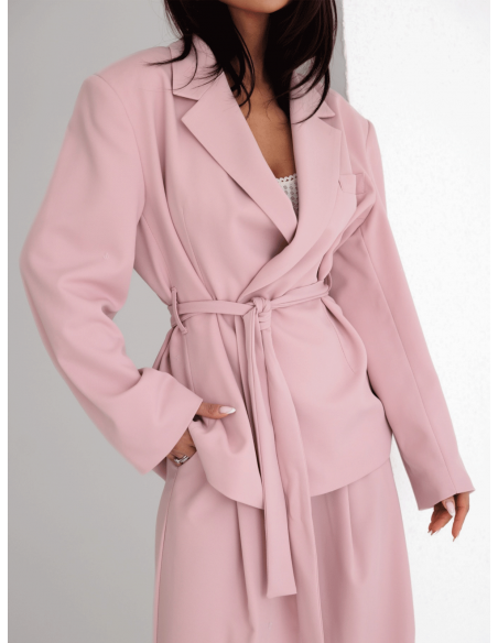 Elegancka marynarka z wiązaniem ADELL - brudny róż