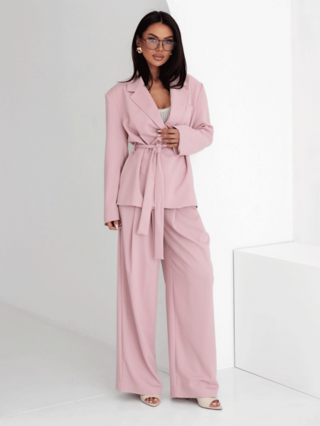 Eleganckie spodnie z szerokimi nogawkami ALAIA - brudny róż