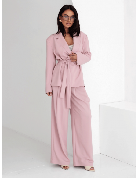 Eleganckie spodnie z szerokimi nogawkami ALAIA - brudny róż