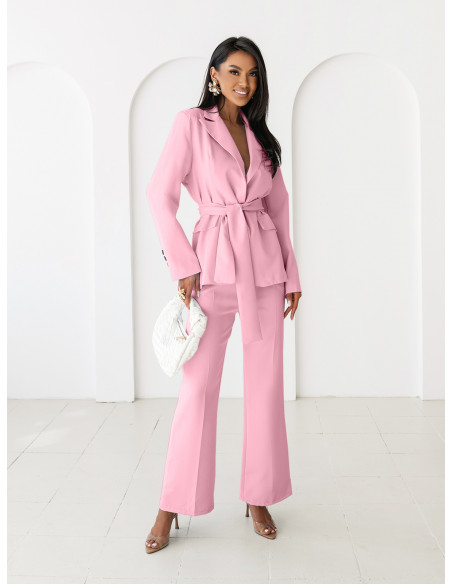 Garnitur marynarka i proste spodnie SENAY - pudrowy róż