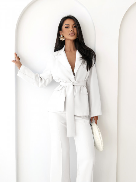 Garnitur marynarka i proste spodnie SENAY - biały