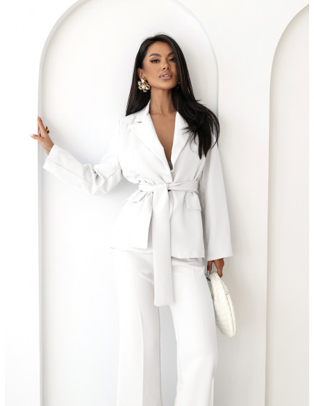 Garnitur marynarka i proste spodnie SENAY - biały