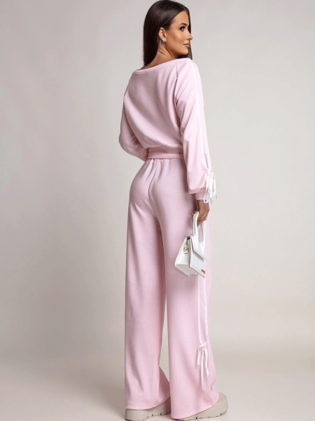 Komplet dresowy z szerokimi spodniami SHYLA - pudrowy róż 2