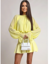 Stylowa sukienki mini z falbaną REENIE - cytrynowa